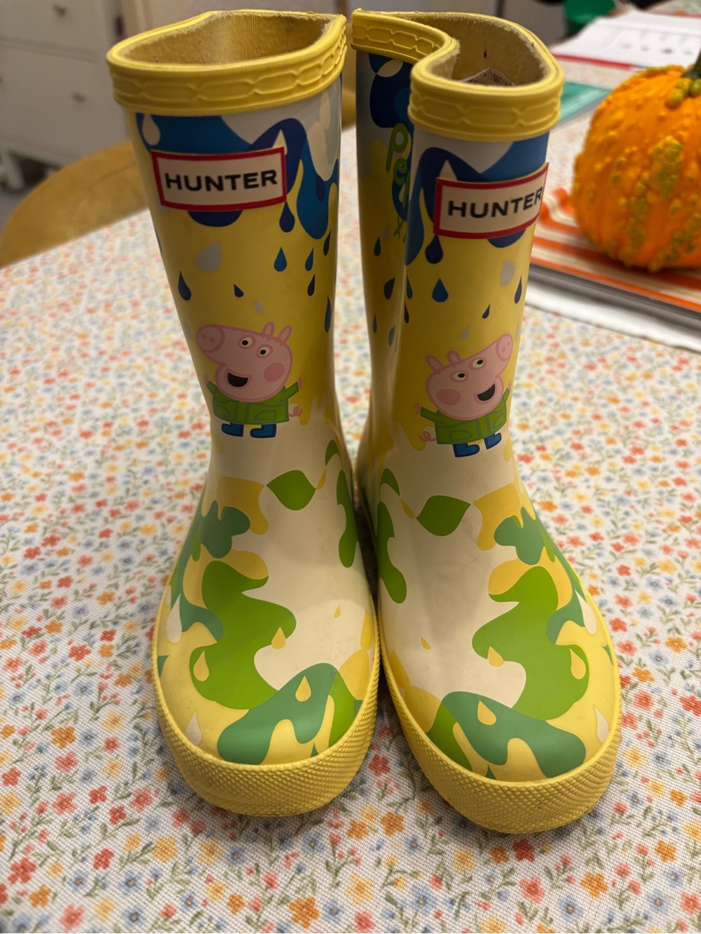 Hunter Kids Yellow Rain Boots Peppa Pig Muddy Puddles